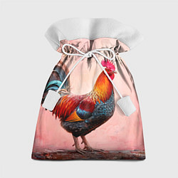 Подарочный мешок Петух на розовом