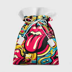 Мешок для подарков Rolling Stones logo - pop art pattern, цвет: 3D-принт