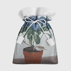 Подарочный мешок Спящий воробушек на гортензии