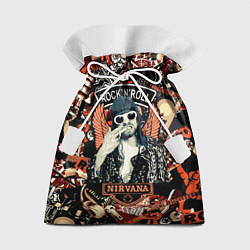 Подарочный мешок Nirvana Kurt Cobain на фоне гитар