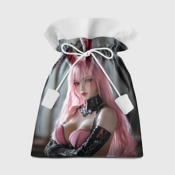Мешок для подарков Девушка зайка с розовыми волосами, цвет: 3D-принт