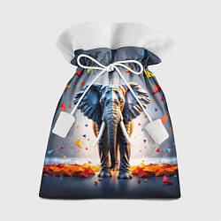 Подарочный мешок Геометрический слон и цветные полигоны