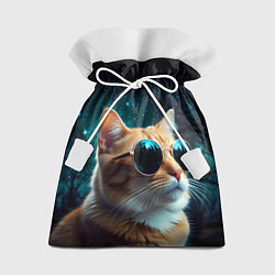Мешок для подарков Крутой котик на фоне леса, цвет: 3D-принт