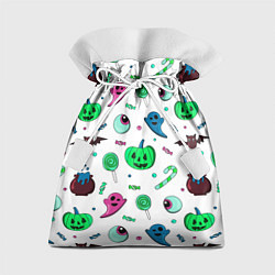 Подарочный мешок Halloween light green pumpkin - паттерн