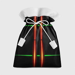 Подарочный мешок Neon green black red line
