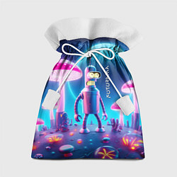 Подарочный мешок Робот-сгибальщик Бендер и неоновые грибы