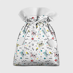 Мешок для подарков Паттерн с черепами и геометрическими фигурами на Х, цвет: 3D-принт