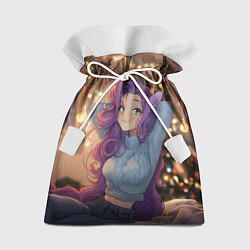 Мешок для подарков Девушка в образе лошадки на новый год, цвет: 3D-принт