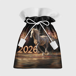 Мешок для подарков 2026 Лошадь на фоне салюта, цвет: 3D-принт