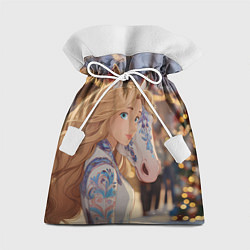 Подарочный мешок Блондинка с новогодней лошадкой