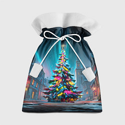 Подарочный мешок Новогодняя елка в гирляндах