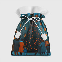 Подарочный мешок Люди встречают новый год во дворе