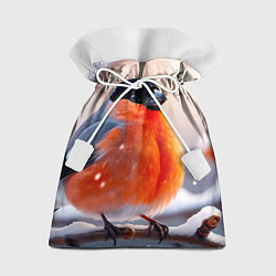 Подарочный мешок Снегирь на зимней ветке
