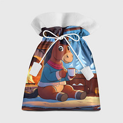 Мешок для подарков Лошадка у камина, цвет: 3D-принт