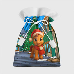 Подарочный мешок Новогодняя лошадка и елка