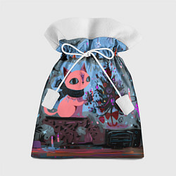 Мешок для подарков Кошка празднует Новый год, цвет: 3D-принт