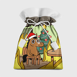 Мешок для подарков Конь среди огня - this is fine, цвет: 3D-принт