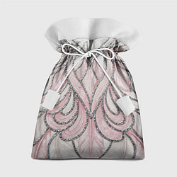 Подарочный мешок Нежно розовый орнамент из перьев