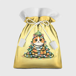 Подарочный мешок Новогодний котик в гирлянде