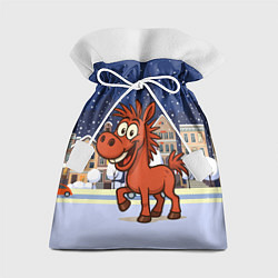 Подарочный мешок Веселая красная лошадь 2026