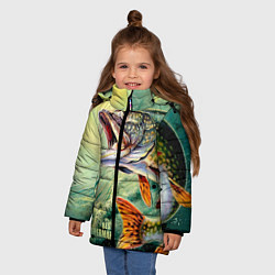 Куртка зимняя для девочки Лучший щучий рыбак, цвет: 3D-черный — фото 2