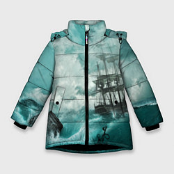 Куртка зимняя для девочки Море, цвет: 3D-черный