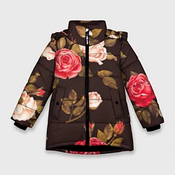 Куртка зимняя для девочки Мотив из роз, цвет: 3D-черный