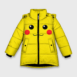 Куртка зимняя для девочки Happy Pikachu, цвет: 3D-черный