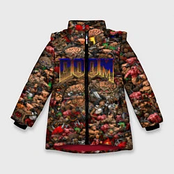 Куртка зимняя для девочки DOOM: Pixel Monsters, цвет: 3D-красный
