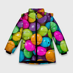 Куртка зимняя для девочки Конфетки, цвет: 3D-черный