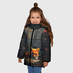 Куртка зимняя для девочки Лисица в лесу, цвет: 3D-черный — фото 2
