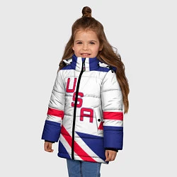 Куртка зимняя для девочки Сборная USA: домашняя форма, цвет: 3D-черный — фото 2