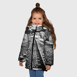 Куртка зимняя для девочки Железная дорога, цвет: 3D-черный — фото 2