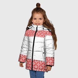 Куртка зимняя для девочки Славянский орнамент (на белом), цвет: 3D-черный — фото 2