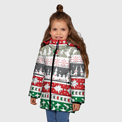 Куртка зимняя для девочки Новогодний орнамент, цвет: 3D-светло-серый — фото 2