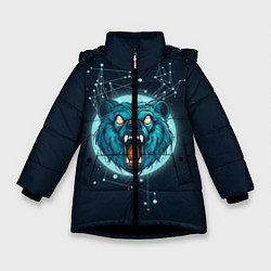 Куртка зимняя для девочки Космический медведь, цвет: 3D-черный