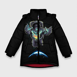 Куртка зимняя для девочки Космическая бабочка, цвет: 3D-красный