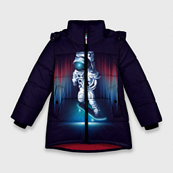 Зимняя куртка для девочки Космический скейтбордист