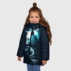 Куртка зимняя для девочки Галактический волк, цвет: 3D-черный — фото 2