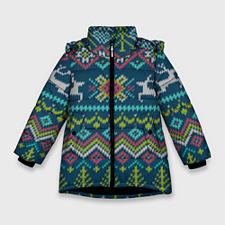 Зимняя куртка для девочки Вязаный узор 6