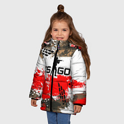 Куртка зимняя для девочки CS:GO Roll Cage, цвет: 3D-светло-серый — фото 2