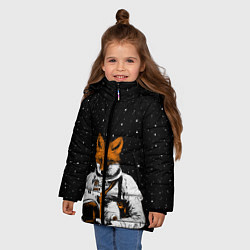 Куртка зимняя для девочки Лис космонавт, цвет: 3D-светло-серый — фото 2