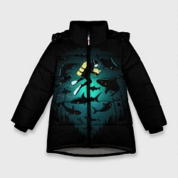 Куртка зимняя для девочки Подводный мир, цвет: 3D-светло-серый