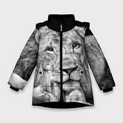 Куртка зимняя для девочки Милый лев, цвет: 3D-черный