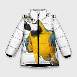 Куртка зимняя для девочки Попугай ара, цвет: 3D-черный