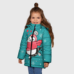 Куртка зимняя для девочки Пингвинчик на коньках, цвет: 3D-черный — фото 2