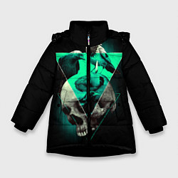 Куртка зимняя для девочки Череп колдуна, цвет: 3D-черный