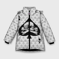 Куртка зимняя для девочки Смертельный туз, цвет: 3D-черный
