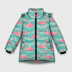 Куртка зимняя для девочки Flamingo Pattern, цвет: 3D-светло-серый