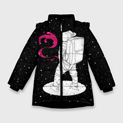Куртка зимняя для девочки Космическая струя, цвет: 3D-черный